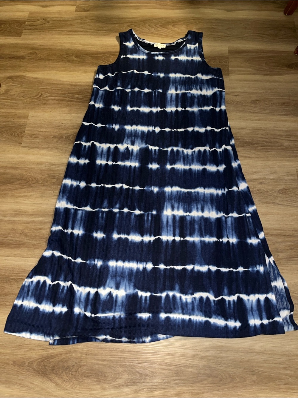 Laura Plus 2x Sz Sleeveless Navy and White Tie-Dye Maxi Skirt